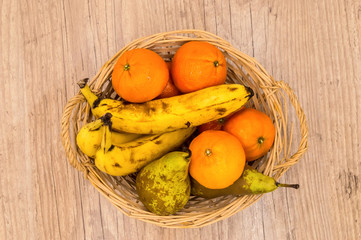 Naklejka na ściany i meble Healthy food. Organic fruits and vegetables, bananas, clementines,