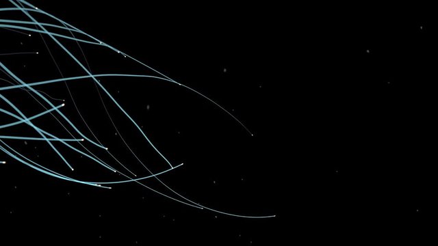 3d particle trails in universe animation