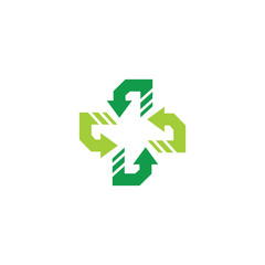 Health Medical with recycle arrow Logo template vector illustration design