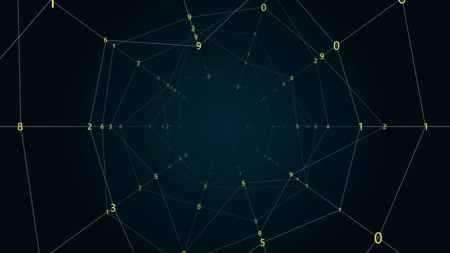 Looping Digital numbers Code Animation.Technological futuristic HUD geometric plexus lines and digital infographic.Type 3
