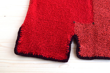 Designer edge knitted sweater handmade of cotton and viscose. It has an original design. Sweater is modern fashion clothes.