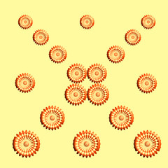 rosaces orange sur fond jaune