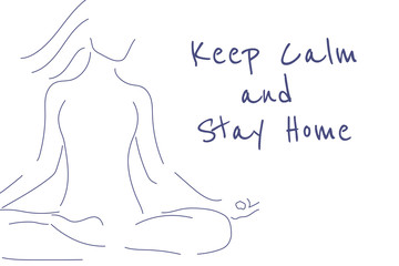 Self quarantine and social distancing concept. Keep Calm and Stay home. COVID-19 coronavirus. Template for background, banner, poster with text inscription. Vector EPS10 illustration.