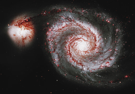 Whirlpool Galaxy. Spiral galaxy M51 or NGC 5194.Elements of this image are furnished by NASA.