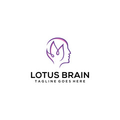 Creative luxury simple Artistic Lotus Flower like brain sign logo design illustration