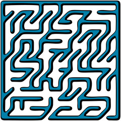 Blue square maze(12x12) on a white background