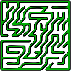 Green square maze(12x12) on a white background
