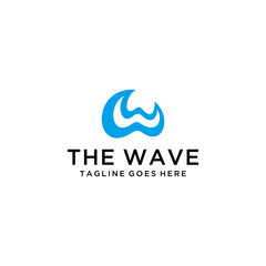 Creative luxury abstract sea water wave W sign logo icon template