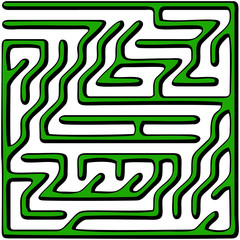 Green square maze(12x12) on a white background