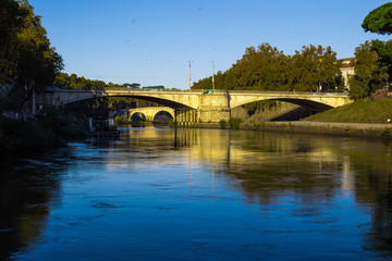 Fototapeta na wymiar Rome, Sunny day, bridge over the Tiber river