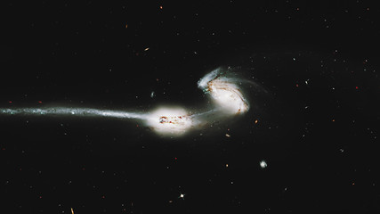Colliding galaxies,  Mice Galaxies, spiral galaxies in constellation Coma Berenices. Elements of...