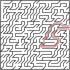 Black square maze(23x23) with help on a white background