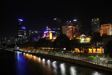 City skyline of Melbourne at night 