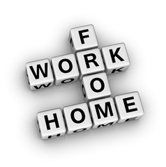 Work from home. 3d crossword puzzle illustration.