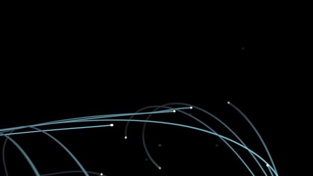 blue particle trails emitting light in space animation