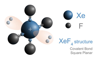 Square planar is a molecular shape that results when there are four bonds and two lone pairs on the central atom in the molecule. An example is xenon tetrafluoride.