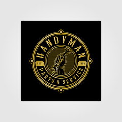 handyman handy service and parts vintage logo vector illustration design
