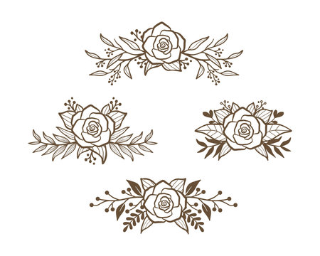 floral rose bouquet design set