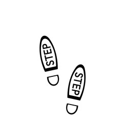 Steps, bootprints, icon. Raster illustration.