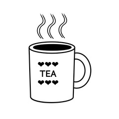 Mug of tea, Cup of tea, icon. Raster illustration