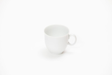white cup for tea or coffee on a white background