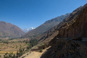 The Inca ruins of Ollantaytambo in the Sacred Valley near Cusco, Peru