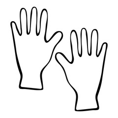 Fototapeta premium Vector illustration of a medical protective device-gloves . Black outline on an isolated white background in the Doodle style. For websites, textiles, paper, Wallpaper, leaflets