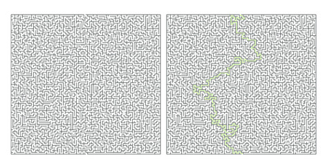 Huge 80x80 rectangular maze with solution