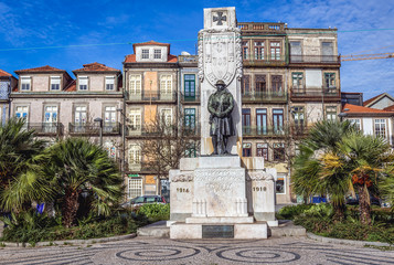 Square of Carlos Alberto with a monument for victims of World War I in Porto, Portugal