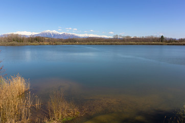 Ragogna Lake in Friuli region, Italy, in Late Winter