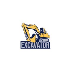 excavator earthworks logo design concept vector