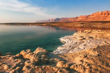 Early Morning on the coast of the Dead Sea.