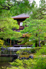 Temple Ginkaku-ji entre les arbres