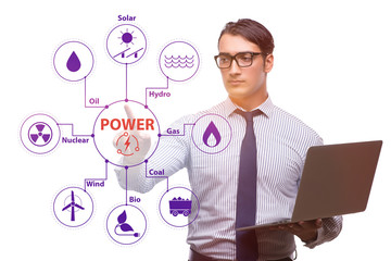 Energy mix concept with businessman