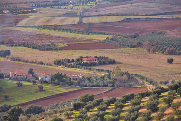 Panorama on the Tuscan countryside from Capalbio Tuscany Italy