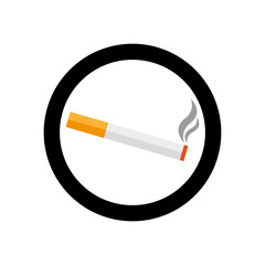 Smoking area vector and smoke icon in black circle