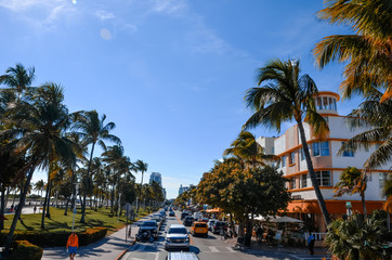 Ocean Drive und Lummus Park in Miami, Florida