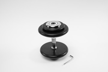 black barbell on white background 
