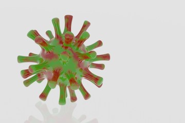 3D Render Green with Red blood Virus model,3D illustration