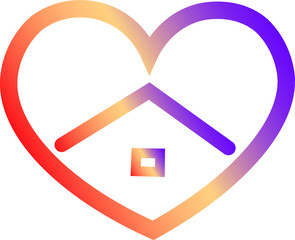 Stay home, heart , home vector isolated design elements on white background. Concept for logo, cards, icon 