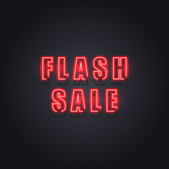 Flash sale banner. Online Advertisement promotion campaign. Red color neon style make more attractive eye catching and fashionable trend.