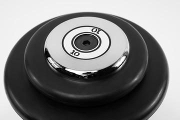 black barbell on white background 