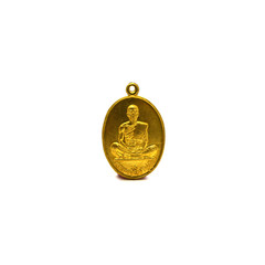 small buddha image used as amulets pendant,thai monk amulet on white image background