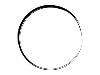 Grunge circle made of black paint.Grunge thin oval frame.Black circle made for marking.