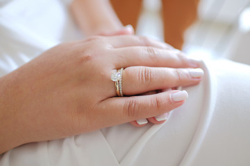 Bride's hand with the engagement ring