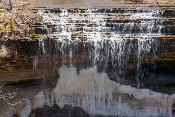 Niagara Escarpment frozen waterfall, Fonferek Glen Co. Park, Brown Co., WI.