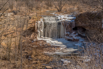 Niagara Escarpment frozen waterfall, Fonferek Glen Co. Park, Brown Co., WI.