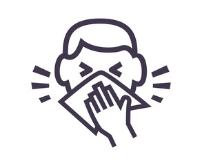 Personal Hygiene. Covering Mouth with tissue while sneezing. Icon as EPS 10 File. Personal Hygiene. Covering Mouth