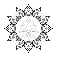 Ethnic ornament for greeting card, Henna drawing and tattoo template. Vector illustration