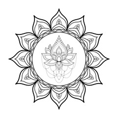 Ethnic ornament for greeting card, Henna drawing and tattoo template. Vector illustration